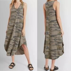 Z SUPPLY S Green Reverie Flowy Sleeveless‎ V Neck Midi Dress Size Medium